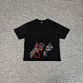 Derschutze American Street Style Heavy Embroidery Short-Sleeve T-Shirt, Unisex Loose Fit Hip Hop Pure Cotton Trendy Top