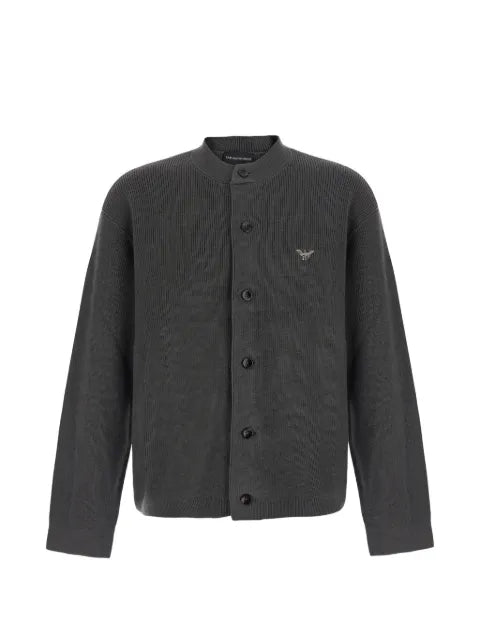 Emporio Armani logo-embroidered ribbed cardigan