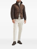 Brunello Cucinelli suede shearling and cashmere knit bomber jacket with Thermore® padding