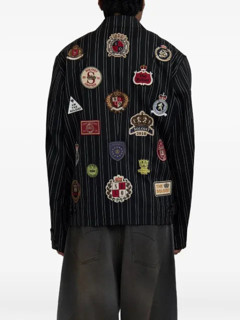 Takahiromiyashita The Soloist pinstriped patch-detail jacket