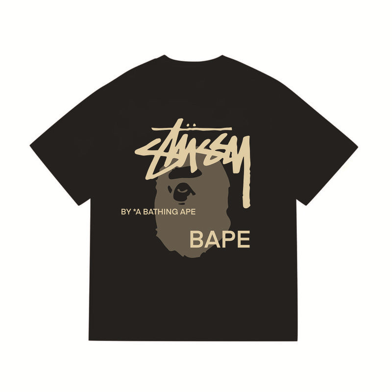 Stussy x Bape Ape Head Back Print Oversized Tee Streetwear Unisex