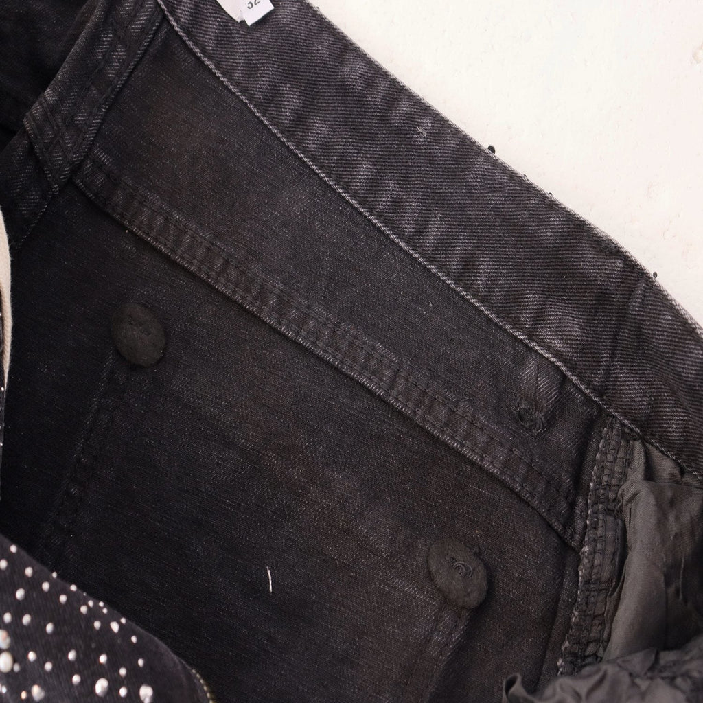 VALE Pearl-Studded Washed Denim Shorts