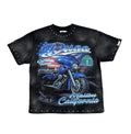 DUAA Blue Motorcycle Graphic Studded T-Shirt