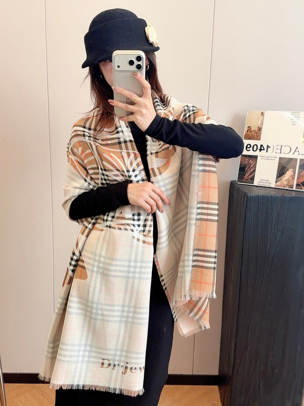 Burberry Style Classic Plaid Fringe Scarf
