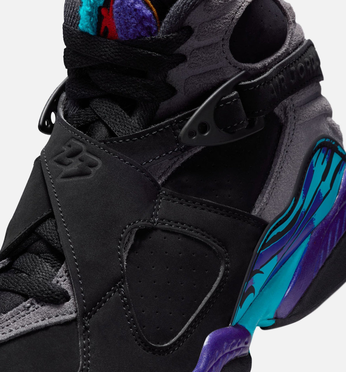 Air Jordan 8 Retro Aqua Grade School Lifestyle Shoes - Black/Multi Color/Bright Concord/Multi Color