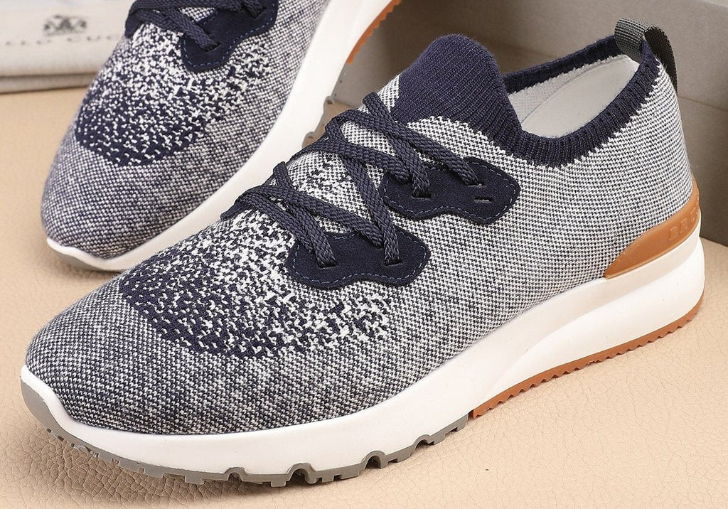 Brunello Cucinelli Gray Knit Sneakers
